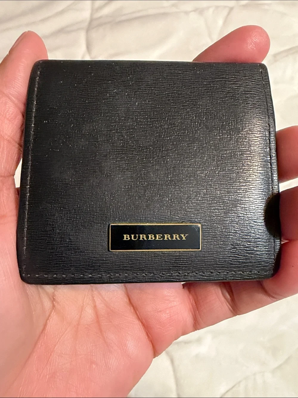 Burberry Black Leather Chain Card Holder Wallet